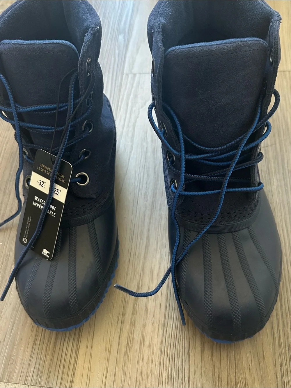 Sorel Kids Navy Blue Lace-Up Waterproof Rain/Snow Boots